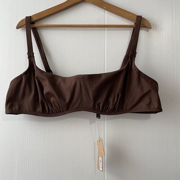 NEW SKIMS Sculpting Swim Ruched Lined Bikini Top Cocoa 4X  (BT-SCP-2759) - Picture 1 of 12
